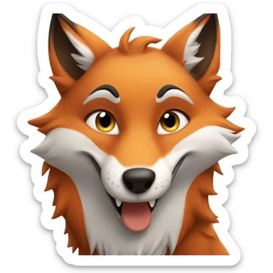 Smiling fox being kissed by wolf sticker