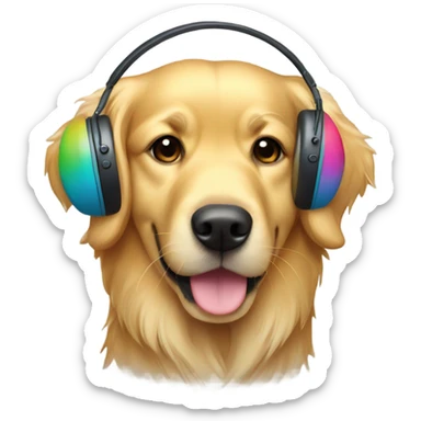 Golden retriever with earmuffs sticker