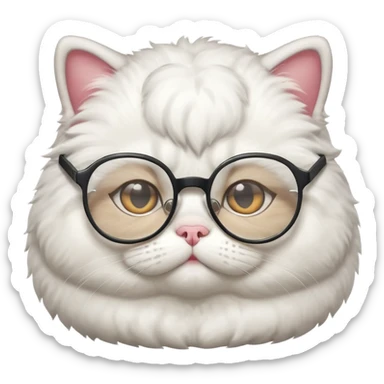 A fat and cute cat with glasses on sticker