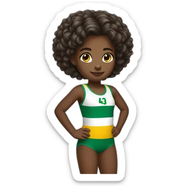Fille métisse cheveux bouclés portant le maillot du Cameroun sticker