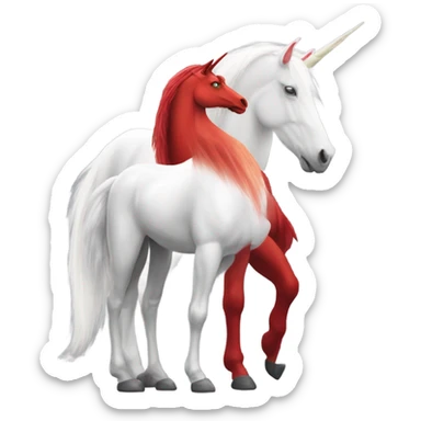 four-legged red unicorn white. a red amazon alien woman sticker