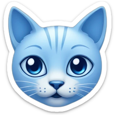 Blue simplistic sketch of a cute cat face sticker
