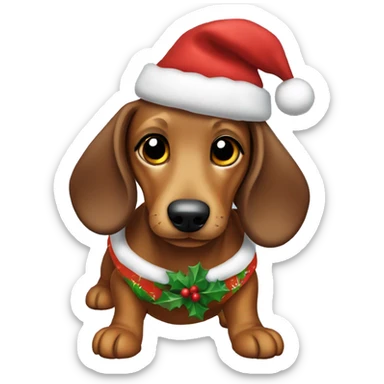 Dauschund with a Christmas outfit sticker