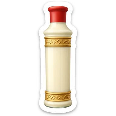 Creamy salad dressing in a bottle shaped like a roman column sticker
