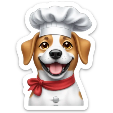 Smiling dog wearing chefs hat sticker