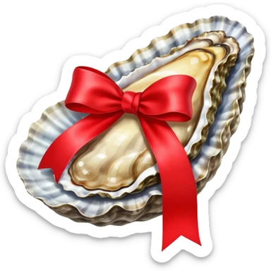 Oyster with ribbon sticker