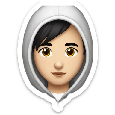 18-year-old Uzbek boy, wearing a checkered hoodi with a checkered checkered pattern, black hair, black eyes, modern straight hairstyle sticker