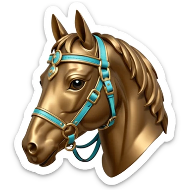 Hermès-style horse head with modern harness sticker