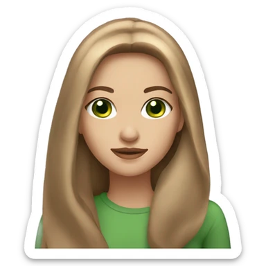 beautiful woman, straight long light brown hair, green eyes sticker