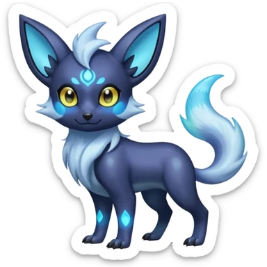 Pastel Shiny Iridescent Bioluminescent Transparent Absol-Zorua-Umbreon-fusion (full body) sticker