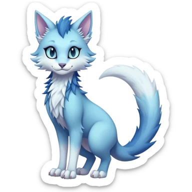 Kawaii dark edgy fantasy pastel ethereal feline-vernid-sergal-fursona animal creature with a tufted tail full body sticker