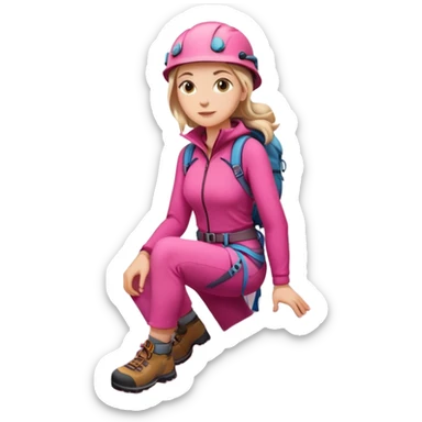 woman in pink clothes mountain climbing sticker