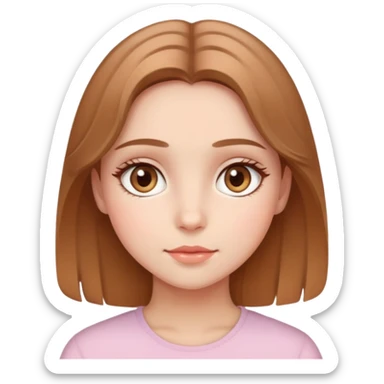 Girl with azel eyes light and soft skin light brown hair and cute soft blush sticker