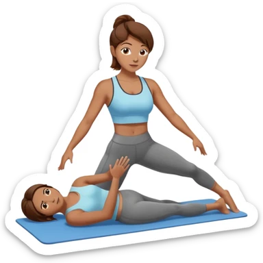 a  woman with brown hair doing pilates sticker