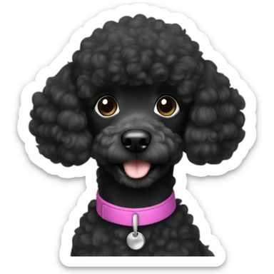 A single Energetic dark black mini poodle with short hair sticker