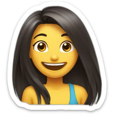 laughing cindy with long dark straight hair sticker
