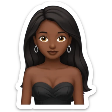 WOMAN WEARING STRAPLESS BLACK DRESS WITH DARK HAIR sticker