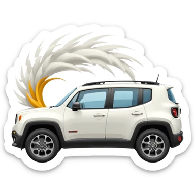 White jeep renegade from the side with a gust of wind behind it sticker