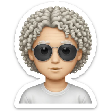 chico con pelo rizado, piel blanca y unas gafas de sol y2k sticker