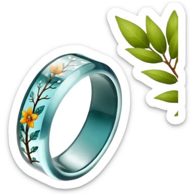 epoxy resin ring with nature motifs crystal sticker