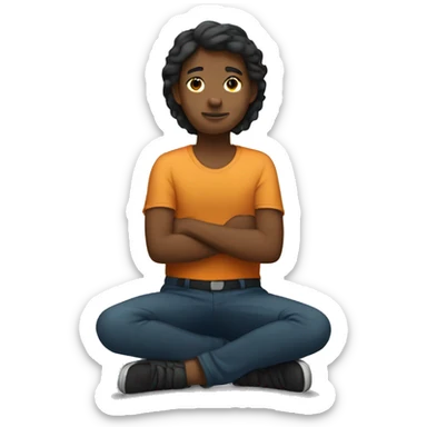 A person sitting in a kneeling position sticker
