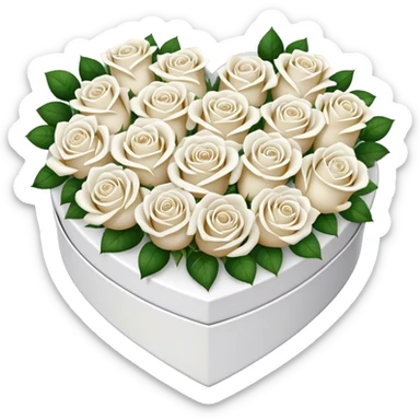 White Roses in a heart-shaped box  sticker
