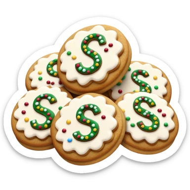 Christmas cookies with white "S" logo sticker