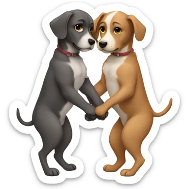 dogs holding hands sticker