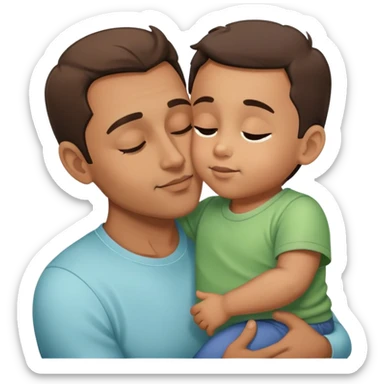 Father giving his child a gentle kiss on the forehead, family love sticker