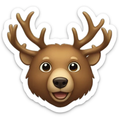 bear with giant elk antlers sticker