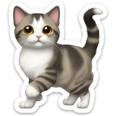 munchkin cat side PROUD WALK, walking, standing sticker