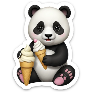 Panda eating ice cream sticker