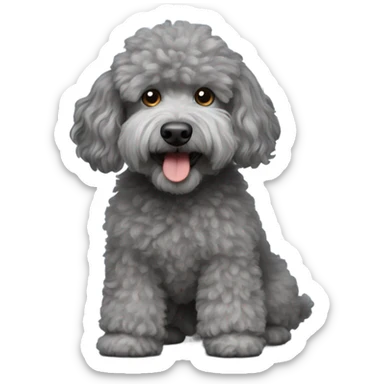 Shaggy Small grey poodle mix sticker