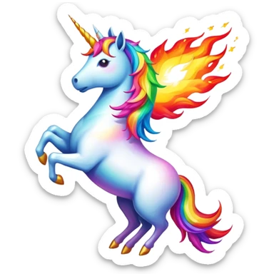A rainbow unicorn breathing fire sticker