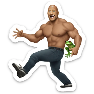 Dwayne Johnson kicking a frog sticker