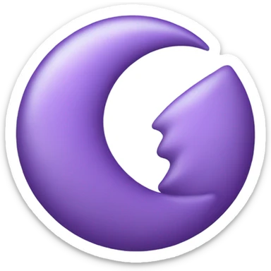 Violet crescent moon against a background of big pastel purple clouds  sticker