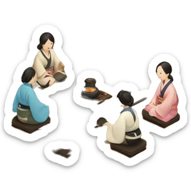 Tea ceremony in Japanese house  sticker