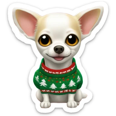 Xmas white chihuahua  sticker