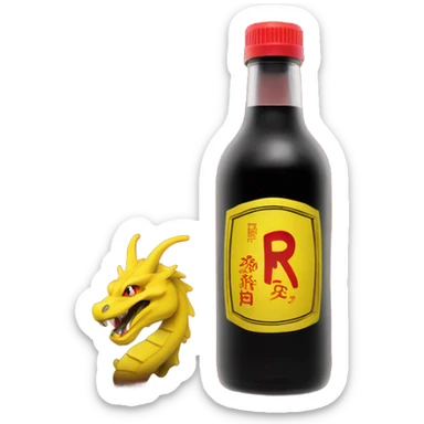 clear bottle with clear alcohol with yellow dragon on a black and red label that says “RUMPZ” alcohol sticker