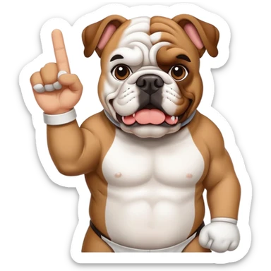 Bulldog with a foam finger  sticker