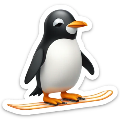 Cute extremely simple penguin skiing  sticker