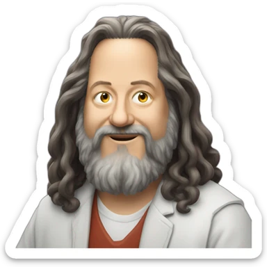 Richard stallman looking like GNU sticker