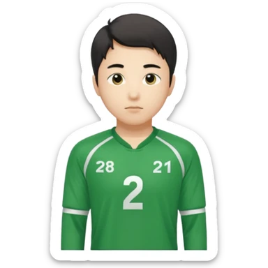 llustrate Cho Sang-woo (Player 218) in green tracksuit with the number 218 bold on the chest & sleeves. sticker