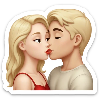 Boy with girlfriend kissing sticker