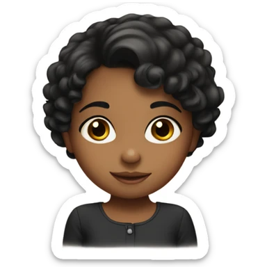 5 year old cute brown girl with black hair sticker