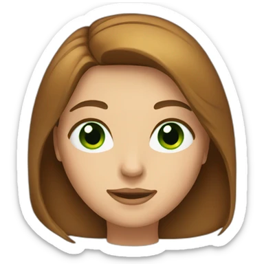 women square face and long brown hair and green eyes sticker