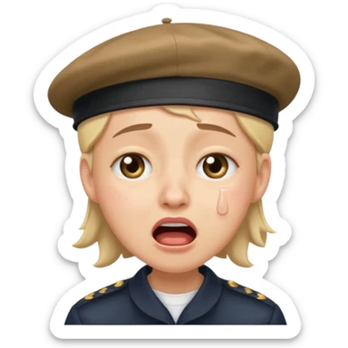 loudly crying face with beret sticker