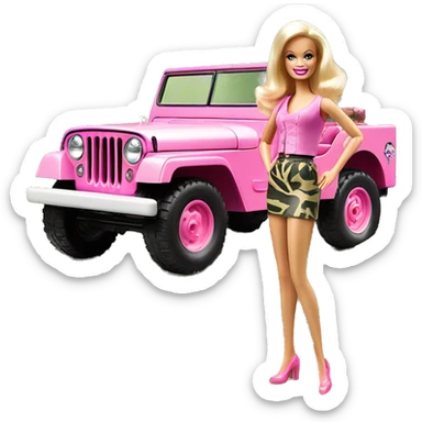 jungle tour Barbie 1963 Willy’s pearly pink cj jeep sticker