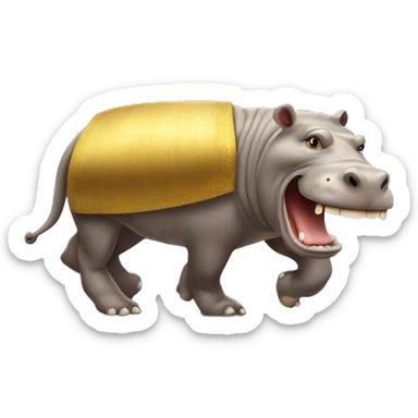 hippopotamus CHASING king tut sticker