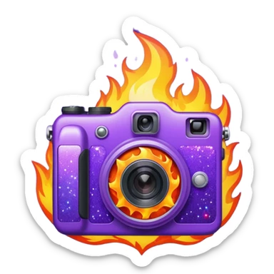 Glitter Fire Camera Purple sticker